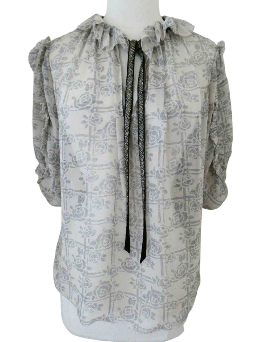 3.1 PHILLIP LIM sheer floral print top sz 2 silk chiffon